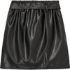 Faux Leather Belted Skirt, Black - Skirts - 2