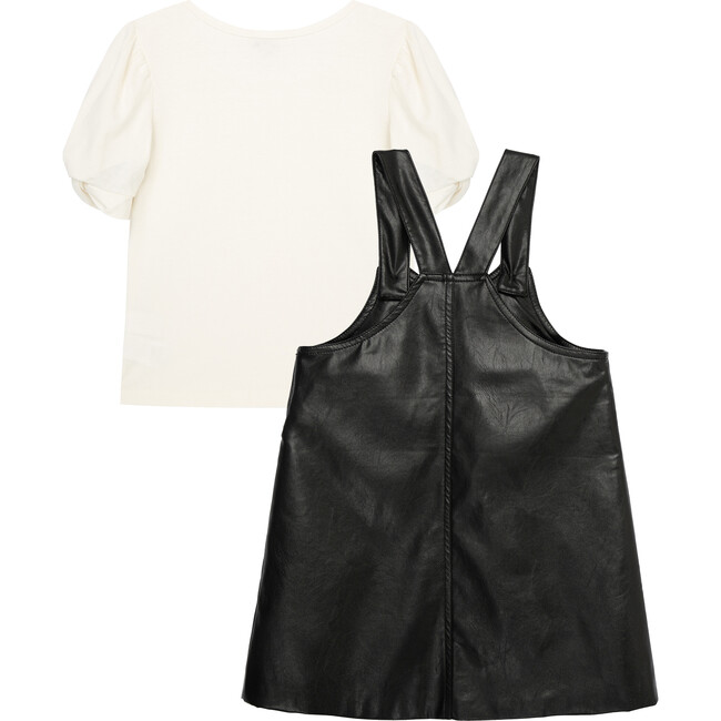 Faux Leather Jumper Set, Black - Dresses - 2