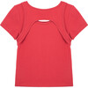 Keyhole Cutout Top, Red - T-Shirts - 3