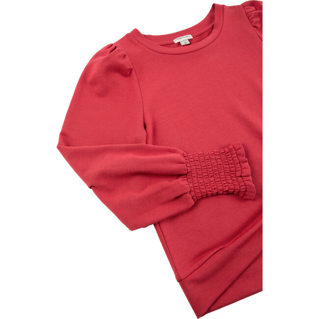 Long Sleeve Side Tie Top, Red - T-Shirts - 3