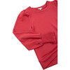 Long Sleeve Side Tie Top, Red - T-Shirts - 3 - thumbnail