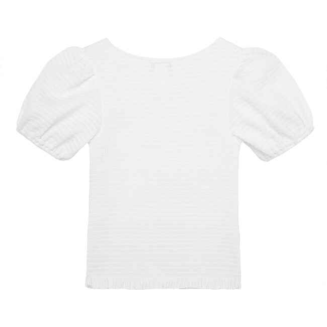 Smocked Top, White - Blouses - 2