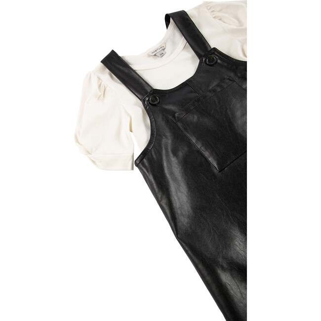 Faux Leather Jumper Set, Black - Dresses - 3