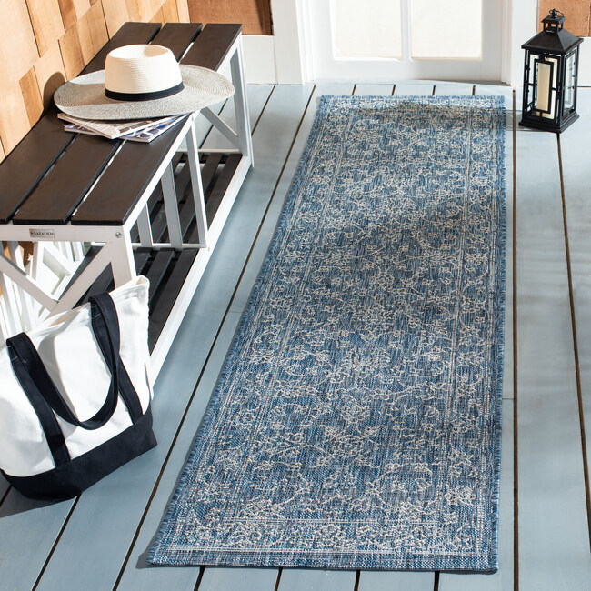 Courtyard Juniper Indoor/Outdoor Rug, Navy - Rugs - 2