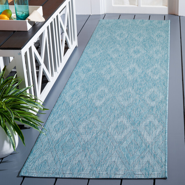 Courtyard August Indoor/Outdoor Rug, Turquoise - Rugs - 6