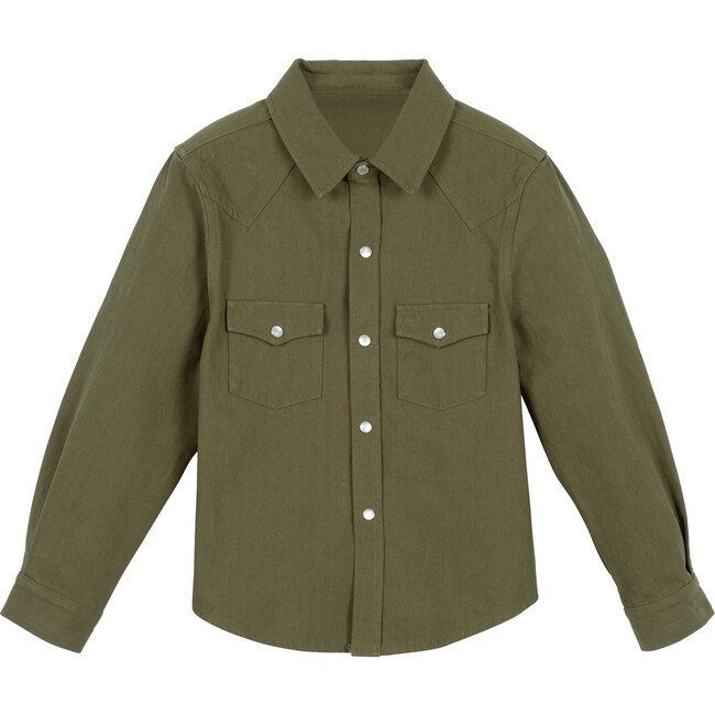Flynn Button Down Shirt, Utility Green - Shirts - 1