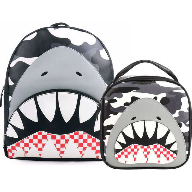 Shark Large Backpack And Lunch Bag Set, Black Camo - Backpacks - 1