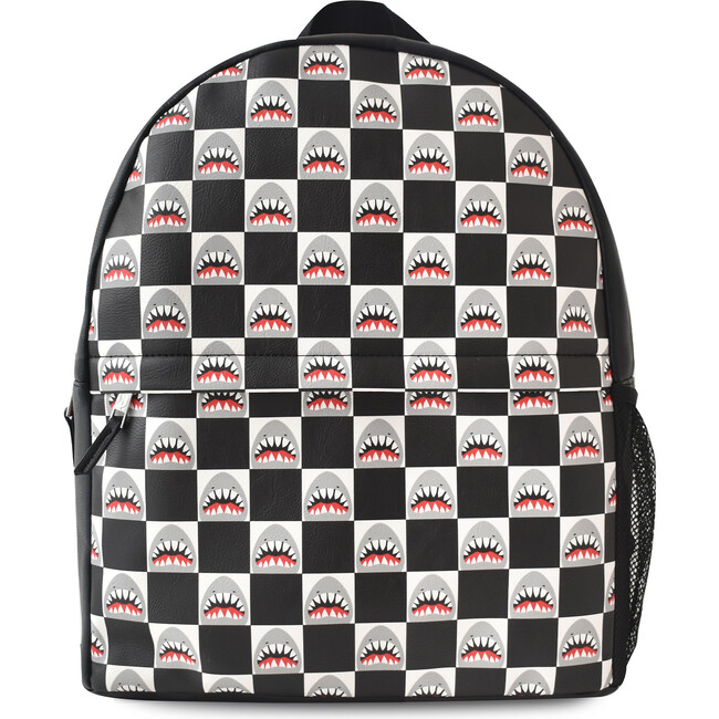 Shark Pattern Large Backpack And Lunch Bag Set, Black - Backpacks - 2