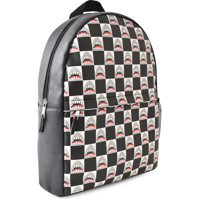 Shark Pattern Large Backpack And Lunch Bag Set, Black - Backpacks - 3