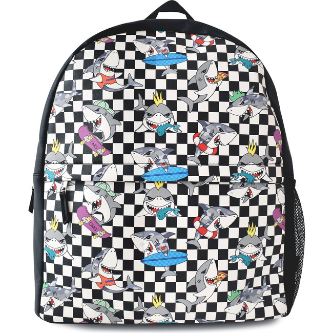 Checkered Shark Large Backpack And Lunch Bag Set, Multi - Backpacks - 2