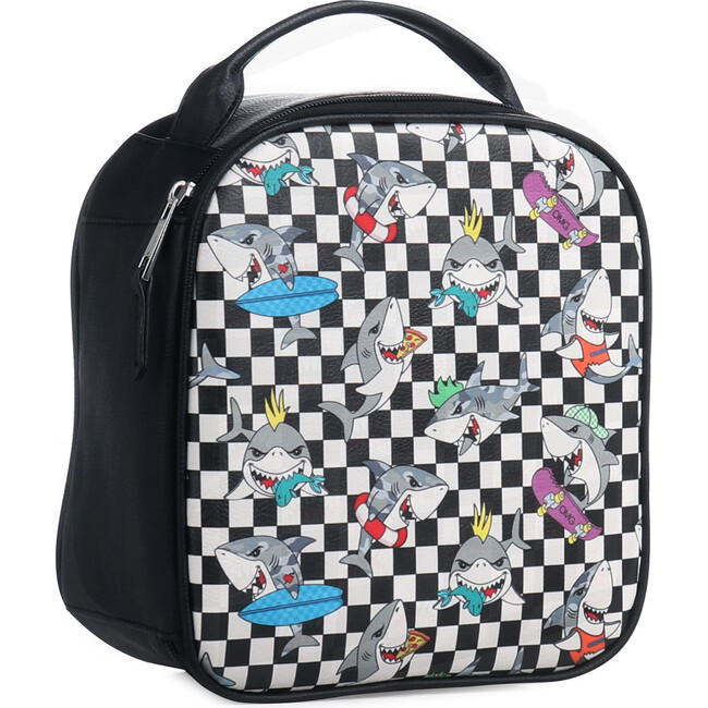 Checkered Shark Large Backpack And Lunch Bag Set, Multi - Backpacks - 5