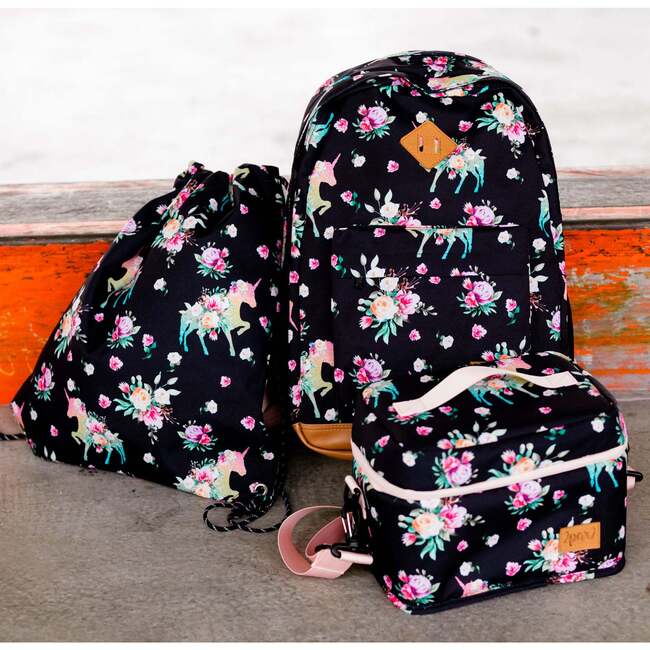Backpack, Printed Unicorns And Flowers - Backpacks - 4