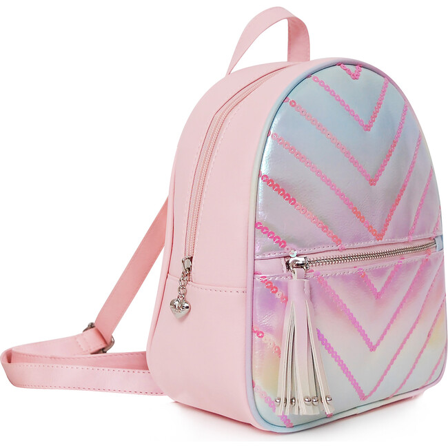 Irridescent Chevron Quilt Sequins Mini Backpack, Pink - OMG Accessories ...