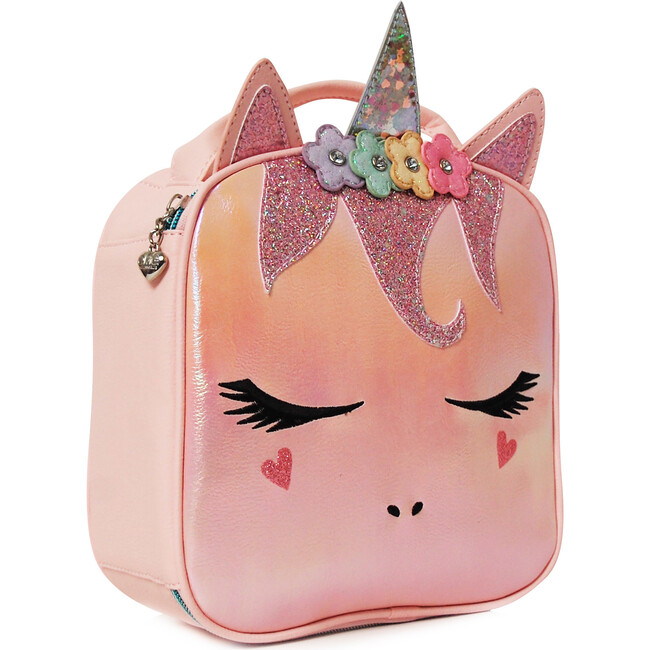 Flower Crown Miss Gwen Unicorn Ombre Glitter Large Backpack & Insulated Lunch Bag Set, Pink - Backpacks - 5