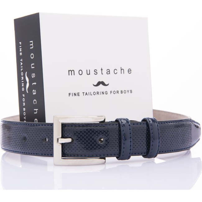 Dotted Leather Belt, Navy