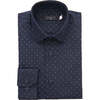 Fleur De Lis Print Dress Shirt, Navy - Shirts - 1 - thumbnail