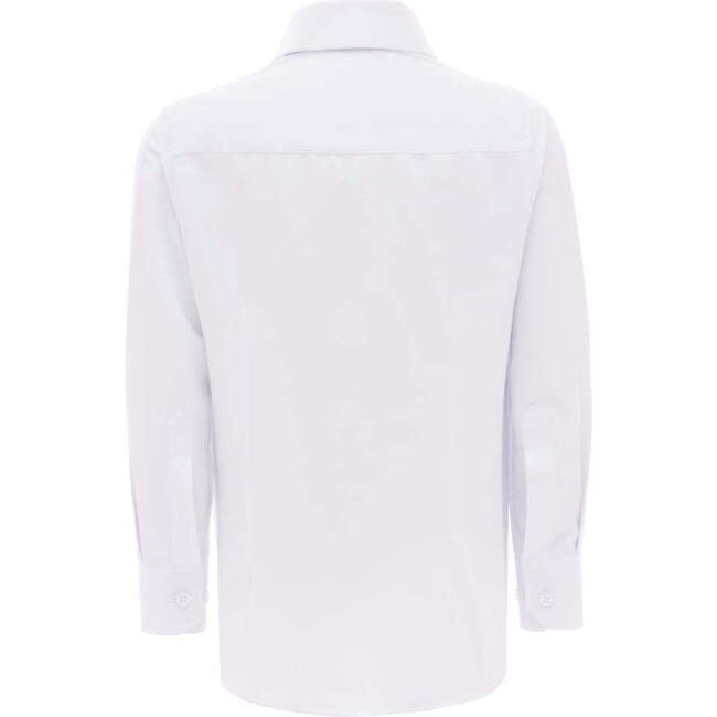 Solid Dress Shirt, White - Shirts - 3