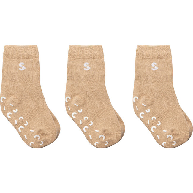 3-Pack Cotton Socks, Sand - Socks - 1