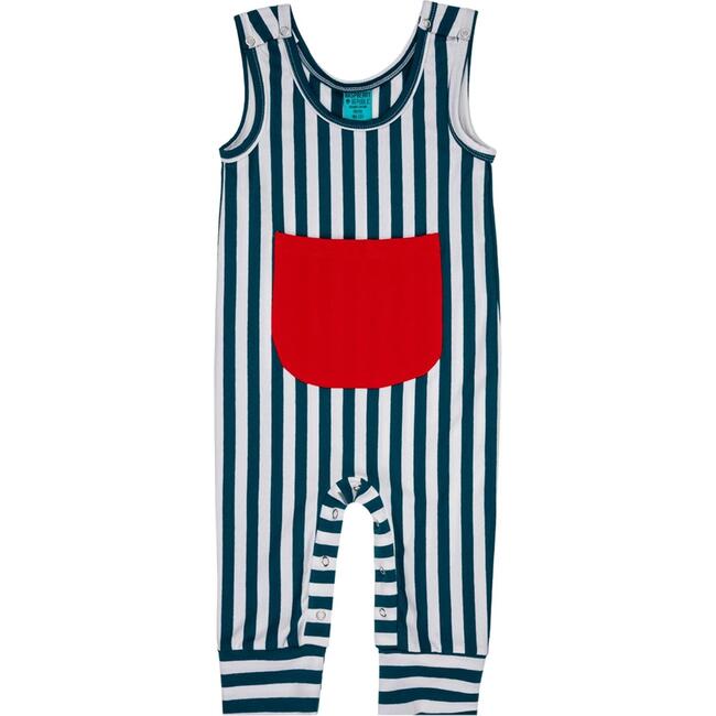 Dungarees Emerald Stripes, Green - Overalls - 1