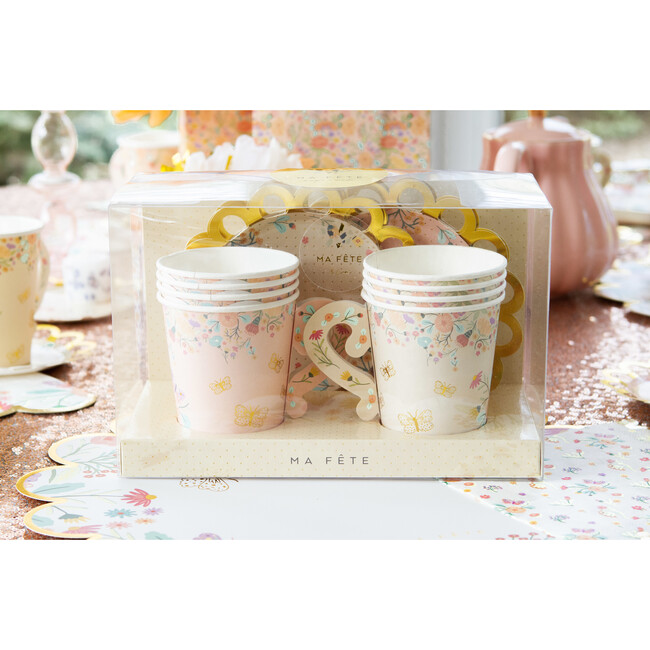 Tea Party Cups and Saucers Set, Pink & Beige - Drinkware - 5