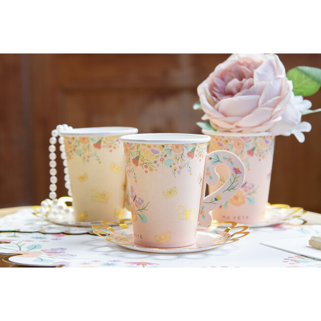 Tea Party Cups and Saucers Set, Pink & Beige - Drinkware - 6