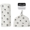 Hello World Hat & Swaddle Set, XO - Blankets - 1 - thumbnail