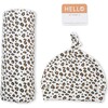 Hello World Hat & Swaddle Set, Leopard - Blankets - 1 - thumbnail
