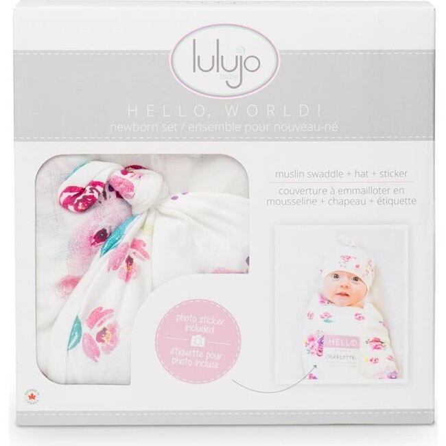 Hello World Hat & Swaddle Set, Posies - Blankets - 2