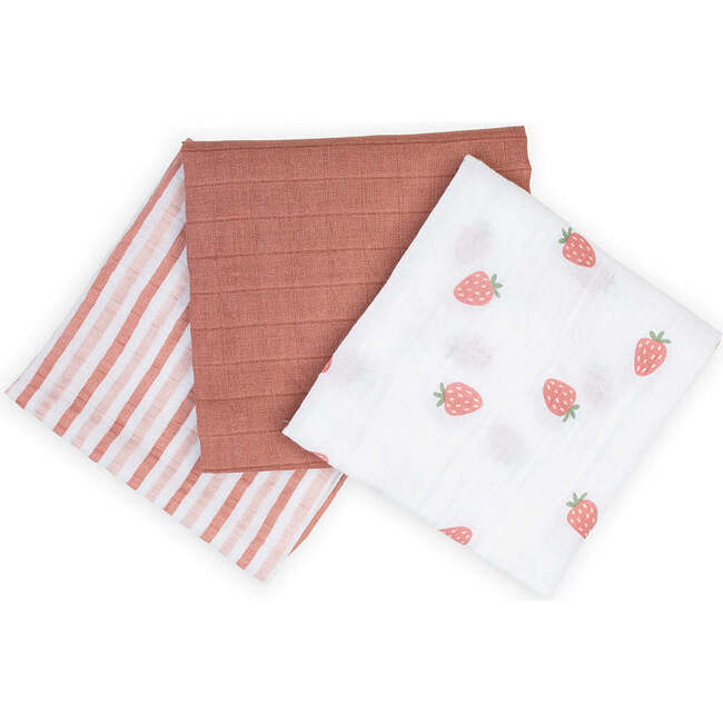Receiving Blanket, Strawberries (Pack of 3)
