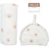 Hello World Hat & Swaddle Set, Daisies - Blankets - 1 - thumbnail