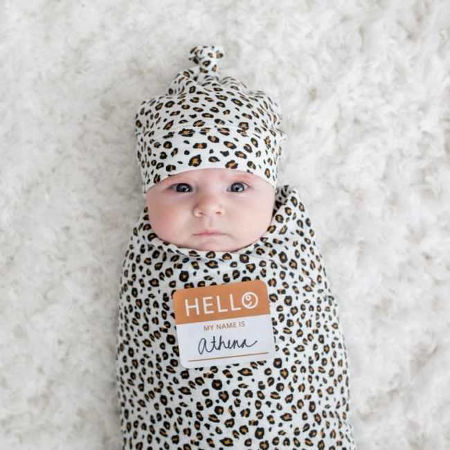 Hello World Hat & Swaddle Set, Leopard - Blankets - 4