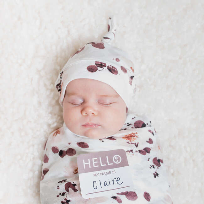 Hello World Hat & Swaddle Set, Eucalyptus - Blankets - 3