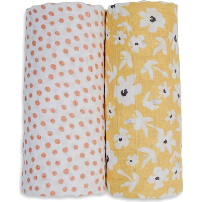 Cotton Muslin Swaddles, Wildflowers/Dots (Pack of 2) - Swaddles - 1