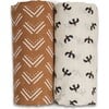 Cotton Muslin Swaddles, Mudcloth/Blackbirds (Pack of 2) - Swaddles - 1 - thumbnail