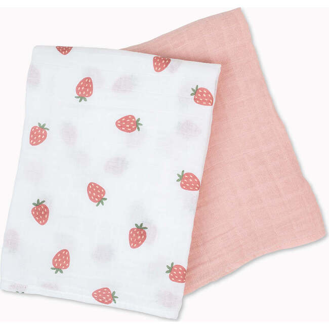 Cotton Muslin Swaddles, Strawberries/Ballet Slipper (Pack of 2)