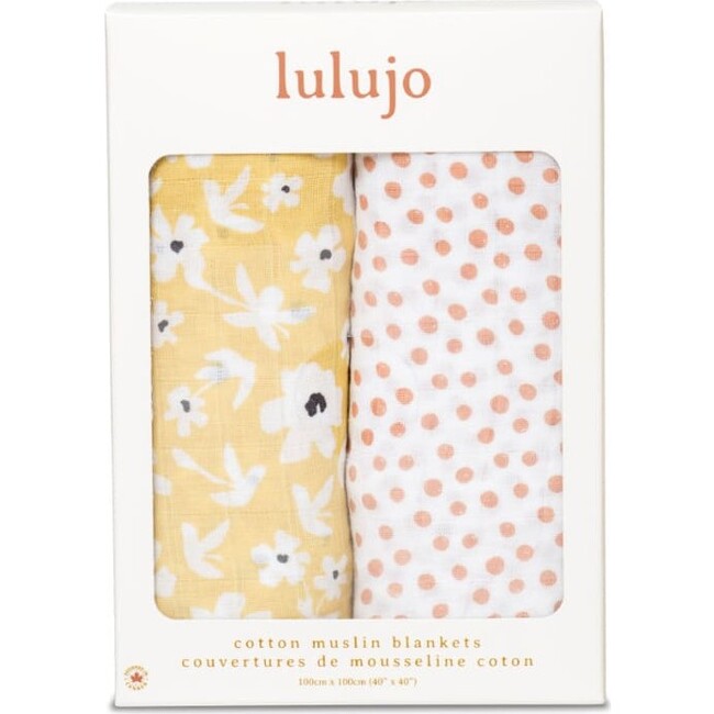 Cotton Muslin Swaddles, Wildflowers/Dots (Pack of 2) - Swaddles - 3