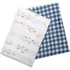 Cotton Muslin Swaddles, Fish/Navy Gingham (Pack of 2) - Swaddles - 2