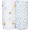Cotton Muslin Swaddles, Bees/Blye Dots (Pack of 2) - Swaddles - 1 - thumbnail