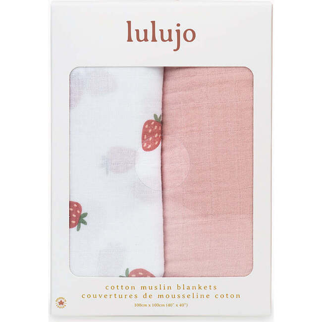 Cotton Muslin Swaddles, Strawberries/Ballet Slipper (Pack of 2) - Swaddles - 7