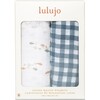 Cotton Muslin Swaddles, Fish/Navy Gingham (Pack of 2) - Swaddles - 3