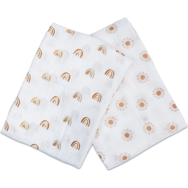 Cotton Muslin Swaddles, Rainbow /Suns (Pack of 2)