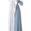 Cotton Muslin Swaddles, Fish/Navy Gingham (Pack of 2) - Swaddles - 4 - thumbnail