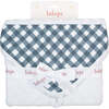 Hooded Towel, Navy Gingham - Towels - 4