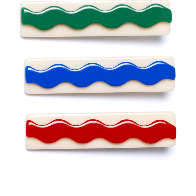 Set of 3 Alligator Clips, Ric-Rac Red/Royal Blue/Green