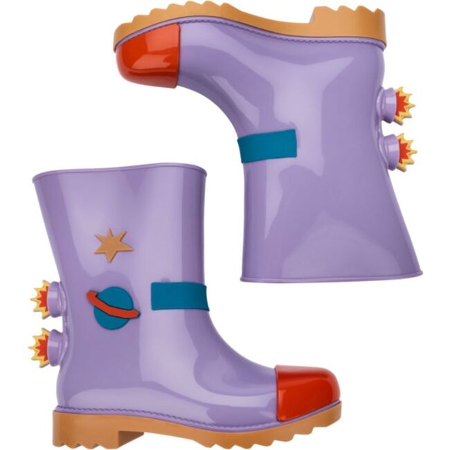 Mini Melissa Rain Boot + Fabula Inf, Caramel/Lilac/Red - Boots - 2
