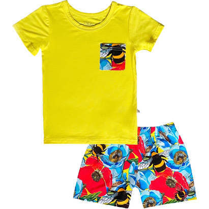 Summer Bees Short Toddler Pajama Set, Multi