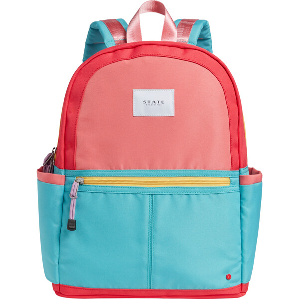 Kane Kids Double Pocket Backpack, Pink/Mint - STATE Bags | Maisonette