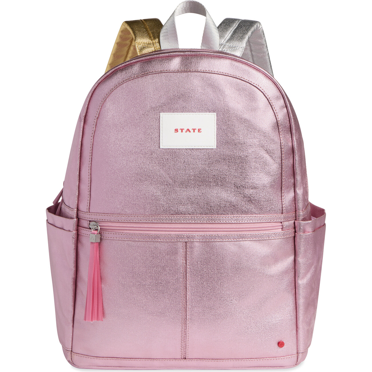 Kane Kids Double Pocket Backpack, Pink/Silver - STATE Bags