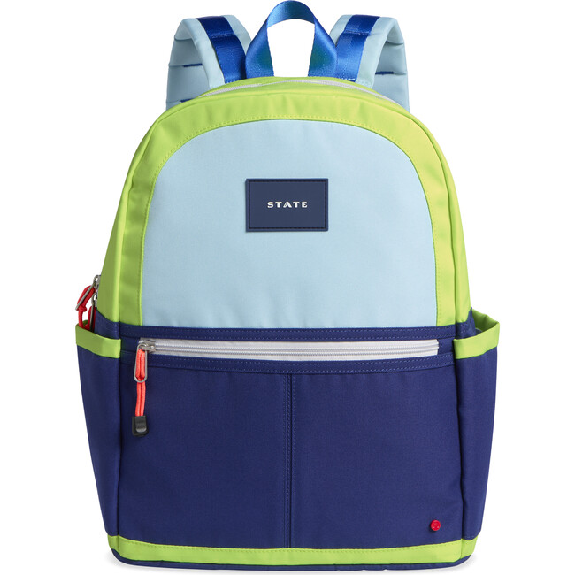 Kane Kids Double Pocket Backpack, Navy/Neon