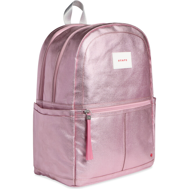 Kane Kids Double Pocket Backpack, Pink/Silver - Backpacks - 2